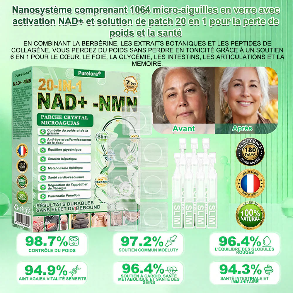 🔥 Nouveauté | Purelora® 1064 Crystal Microneedle Nano-System avec activation NAD⁺ & solution patch Slim & Healthy 20-en-1 - Image 15
