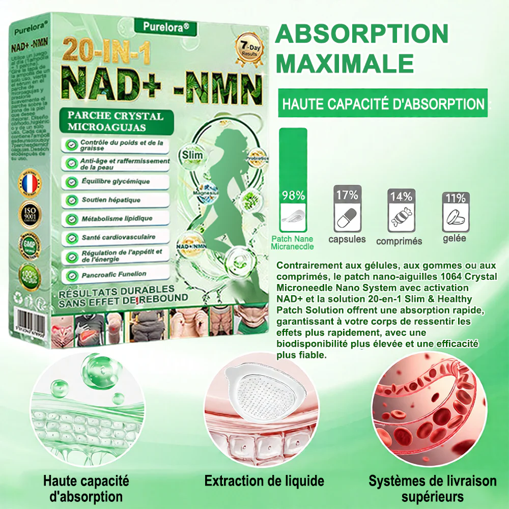🔥 Nouveauté | Purelora® 1064 Crystal Microneedle Nano-System avec activation NAD⁺ & solution patch Slim & Healthy 20-en-1 - Image 18